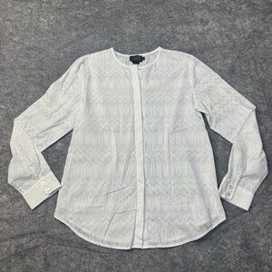 Pendleton Shirt Womens Size 10 White Button Up Sheer Chevron Long Sleeve